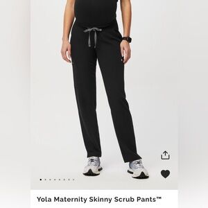 Figs yola black medium tall maternity skinny scrub pants.